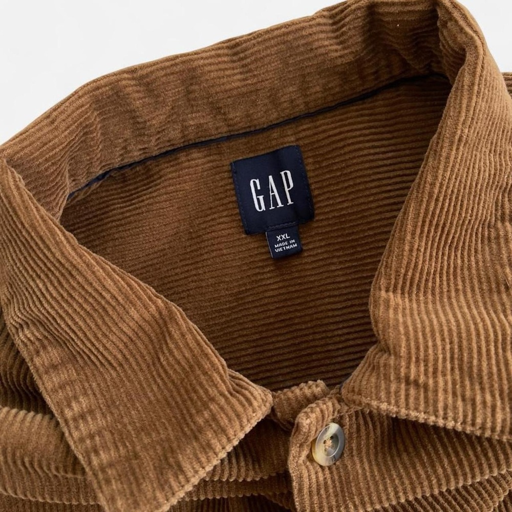 GAP Men’s Brown Corduroy Long Sleeve Button Down Shirt XXL - Picture 2 of 5
